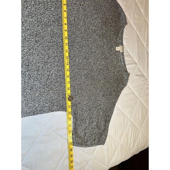 Chicos Women’s Sz 3 Taupe Black Multi Silver Sequin Poly Rayon Sweater - Picture 6 of 8